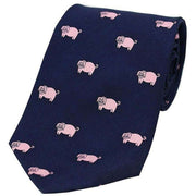Navy Pigs Country Silk Tie