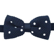 Navy Polka Dot Knitted Polyester Bow Tie