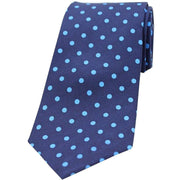 Navy Polka Dots Printed Silk Tie