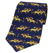 Navy Racing Jockeys Past The Post Country Silk Tie