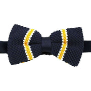 Navy Striped Knitted Polyester Bow Tie