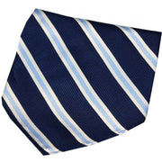 Navy Striped Silk Handkerchief
