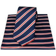 Navy Striped Silk Tie and Hanky Set