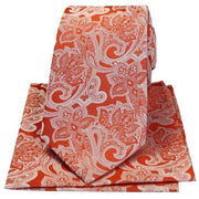 Orange Edwardian Floral Silk Tie and Hanky Set