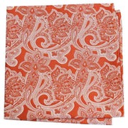 Orange Edwardian Paisley Silk Pocket Square