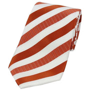 Orange Striped Polyester Tie