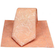 Peach Tonal Paisley Luxury Tie and Handkerchief