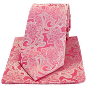 Pink Edwardian Floral Silk Tie and Hanky Set