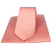 Pink Herringbone Silk Tie and Pocket Square Set