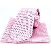 Pink Pin Dot Tie and Pocket Square Set