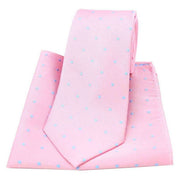 Pink Polka Dot Tie and Pocket Square Set