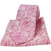 Pink Rose Wedding Matching Tie and Pocket Square Set