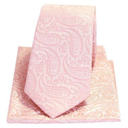 Pink Tonal Paisley Silk Tie and Pocket Square Set