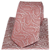 Pink Tonal Paisley Silk Tie and Pocket Square Set