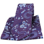 Purple Floral Pattern Tie and Pocket Square Set