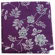 Purple Flower and Leaf Luxury Silk Pocket Square