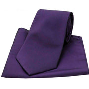 Purple Satin Silk Tie and Pocket Square Set