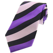 Purple Striped Polyester Tie