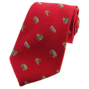 Red Fishing Flies Woven Country Silk Tie