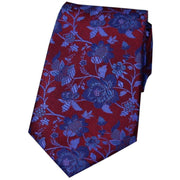 Red Floral Patterned Silk Tie