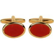 Red Gold Plated Cornelian Oval Cufflinks