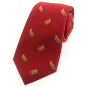 Red Grouse Woven Country Silk Tie