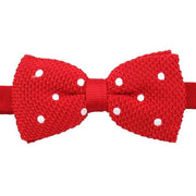Red Polka Dot Knitted Polyester Bow Tie