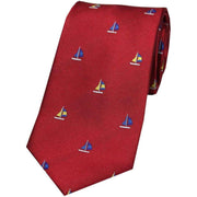 Red Sailing Boat Country Silk Tie