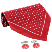 Red Spots Handkerchief and Cufflink Set