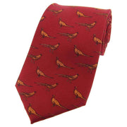 Red Standing Pheasants Country Silk Tie