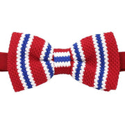 Red Striped Knitted Polyester Bow Tie