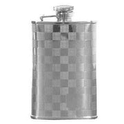 Silver 3.5oz Stainless Steel Chequered Hip Flask with Engraving Space