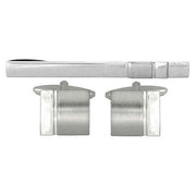 Silver Curved Cufflinks and Tie Slide Set