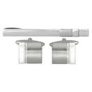 Silver Curved Cufflinks and Tie Slide Set