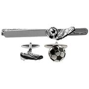 Silver Football and Boot Cufflinks and Tie Slide Set