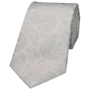 Silver Luxury Paisley Silk Tie
