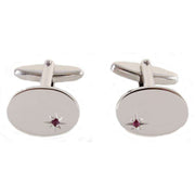 Silver Oval Ruby Cufflinks