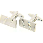 Silver Rectangle Engraved Cufflinks