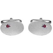 Silver Sterling Silver Ruby Set Cufflinks