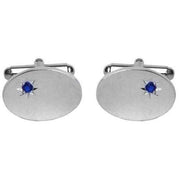 Silver Sterling Silver Set Sapphire Cufflinks