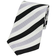 Silver Striped Polyester Tie