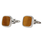 Silver Tiger Eye Square Cufflinks