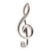 Silver Treble Clef Crystal Tie Tac