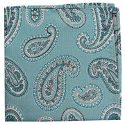 Turquoise Classic Paisley Silk Pocket Square
