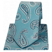 Turquoise Matching Paisley Silk Tie and Hanky Set