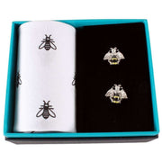 White Bee Handkerchief and Cufflink Set