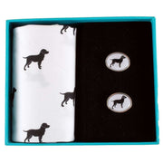 White Dog Handkerchief and Cufflink Set