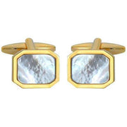 White Gold Plated Mother of Pearl Octagon Cufflinks