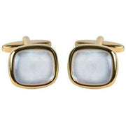 White Gold Plated Mother of Pearl Square Cufflinks
